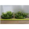 Image 1 : Green Glass Cups and Serving Tray