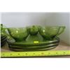 Image 4 : Green Glass Cups and Serving Tray