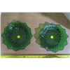 Image 2 : 2 Green Glass Dishes and 2 Church Plates