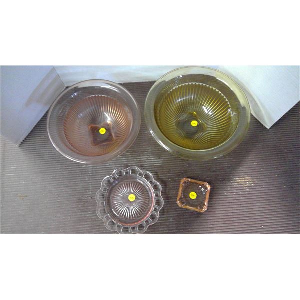 Glass/Crystal 2 bowls, ashtray,plate