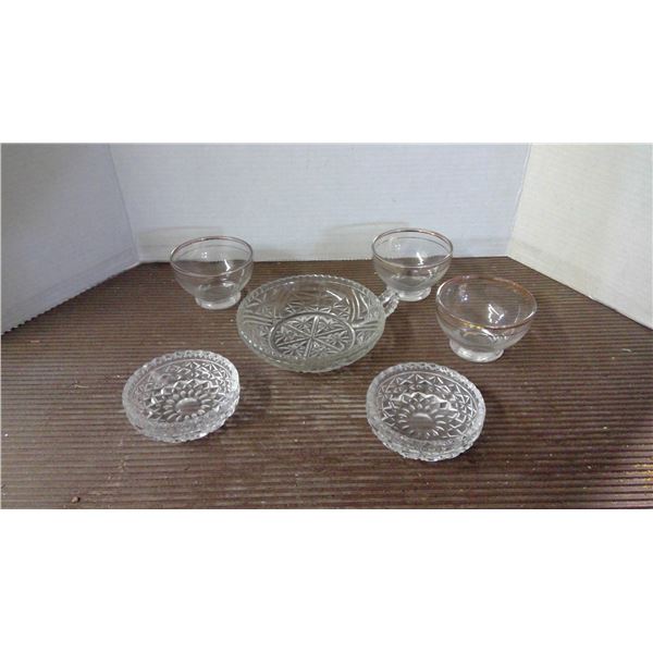 Glass/Crystal 3 bowls and 3 cups