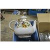 Image 4 : Box of Misc. Items, Including Tea Pot, Vases, Glasses and Garbage Can