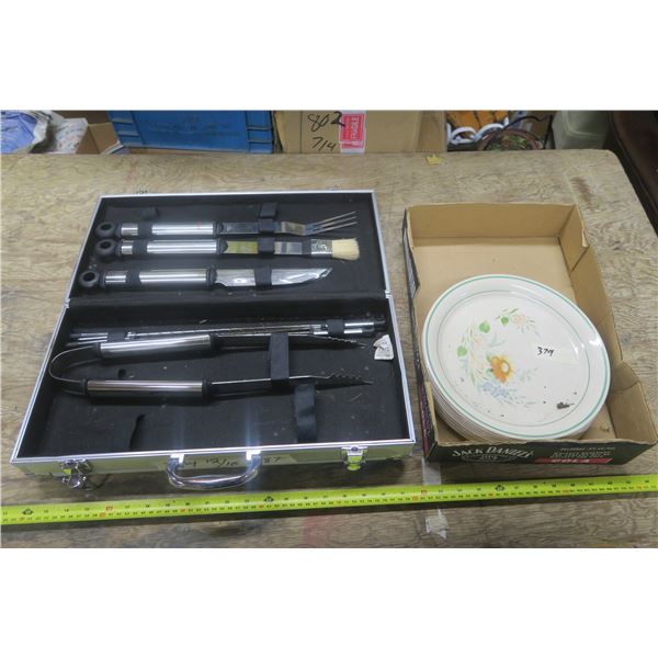 BBQ Utensil Set & Stack of Plates
