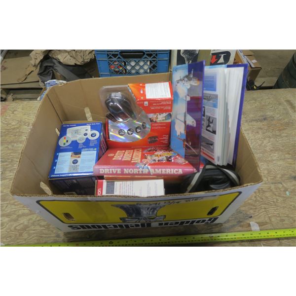 Box of Misc, Books and Electronics