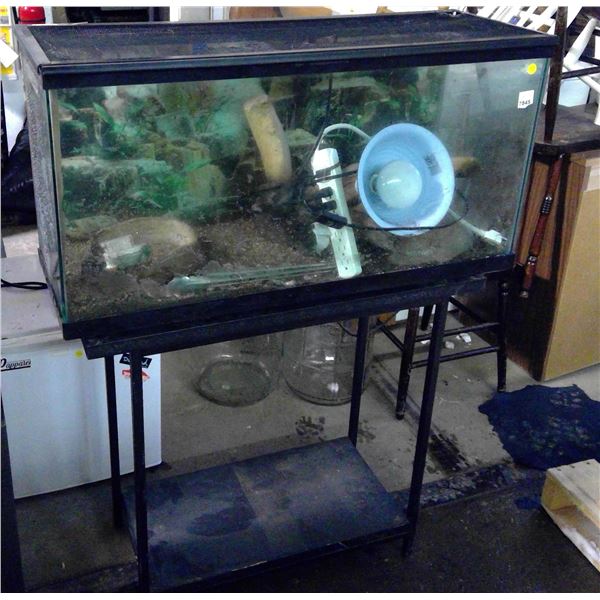 Reptile Habitat w/ Stand, Light, Décor, Under-Tank Heater, Screen Top