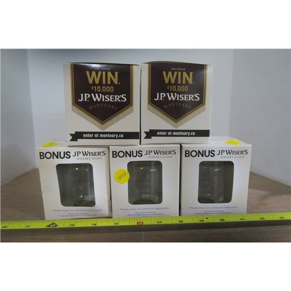 Set of 5 Wisers Whiskey Glasses