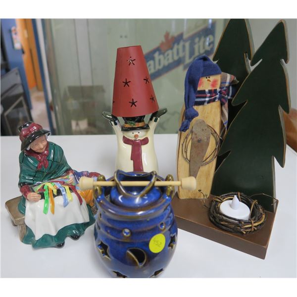 Assorted Christmas Decor + Tealight Burner