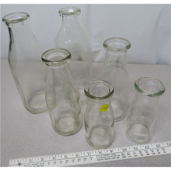 6 x Glass Milk Bottles