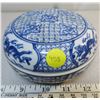 Image 1 : Blue + White Porcelain Incense Bowl