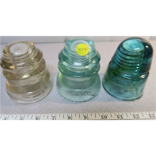 3 x Glass Power Insulators