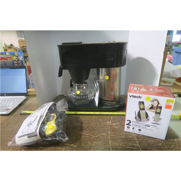 Coffee Maker, Walkie Talkies, and Cordless Phone