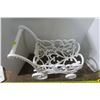 Image 5 : Decorative Wrought Baby Carriage, Decorative Flowers and Small Shelf