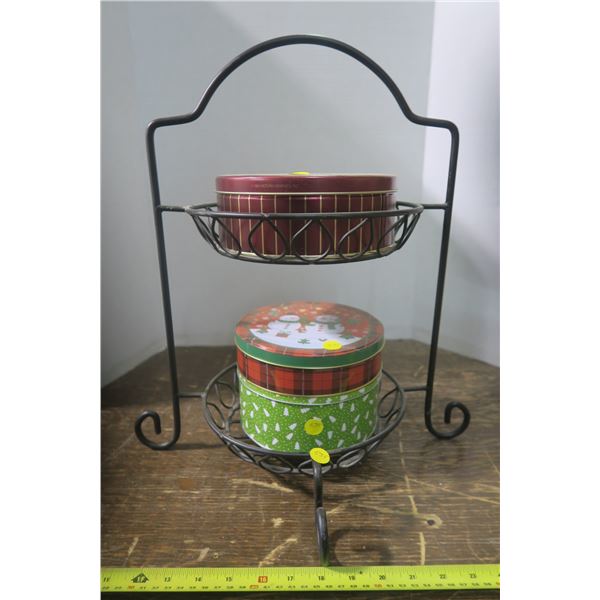 Display Shelf W/ Christmas Tins