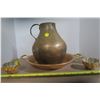 Image 1 : Copper Pitcher and Basin W/ 2 Small Cups