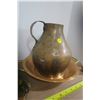 Image 2 : Copper Pitcher and Basin W/ 2 Small Cups