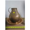 Image 5 : Copper Pitcher and Basin W/ 2 Small Cups