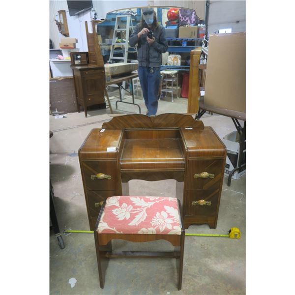Vanity Mirror and Stool
