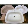 Image 1 : 3 Bathroom Sinks - 1 white, 1 dusty pink, 1 cream
