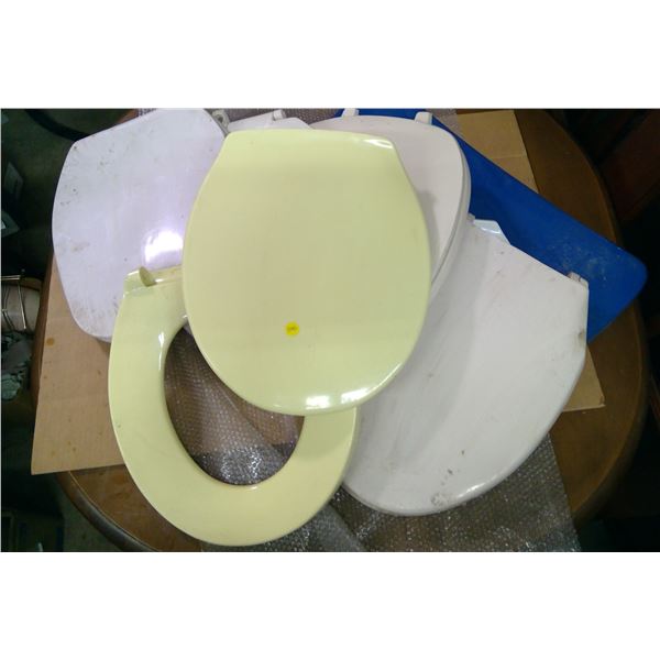 4 x Toilet Seats (+1 lid), Blue Porcelain Toilet Tank Lid