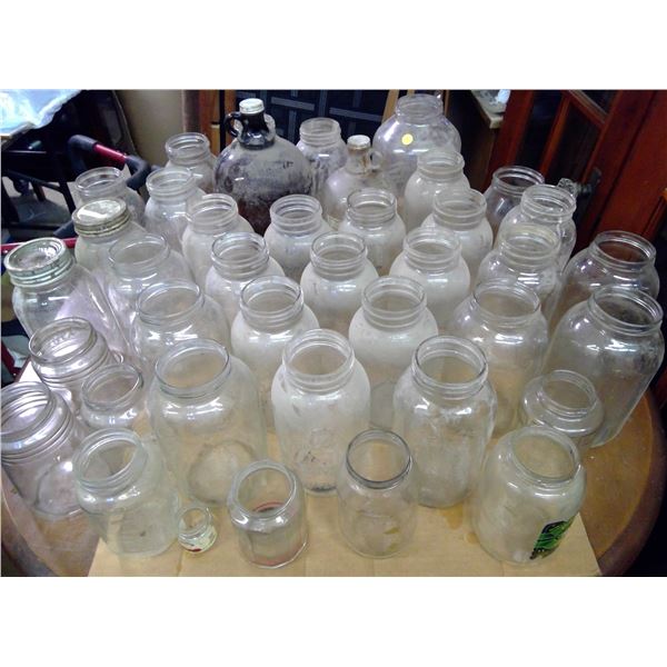 Large Lot of Jars w/ glass Jugs
