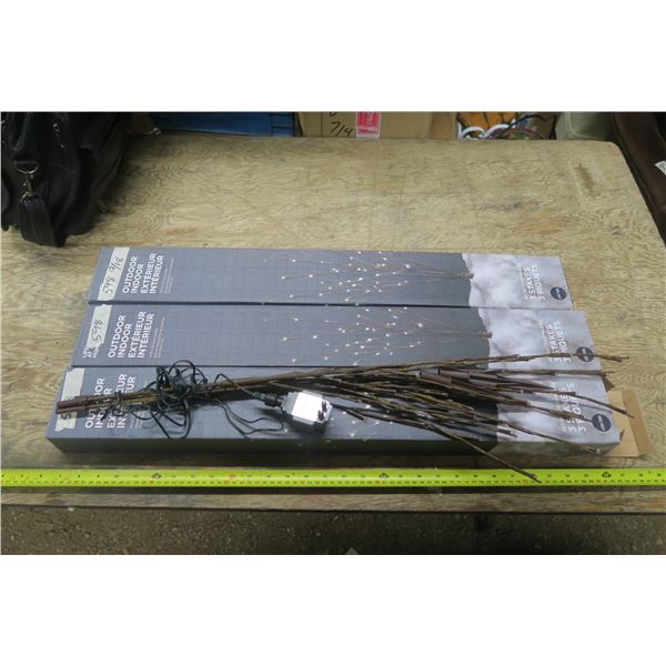 Set of 3 Indoor/Outdoor White LED Lawn Stakes