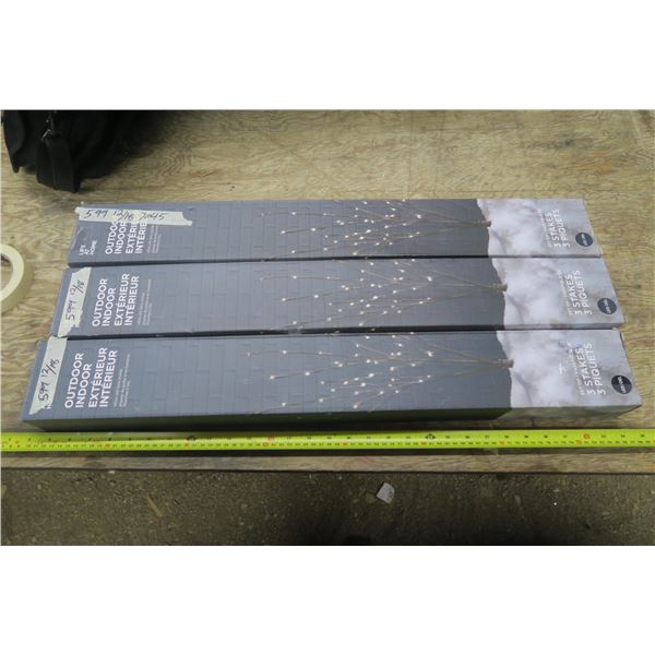 Set of 3 Indoor/Outdoor White LED Lawn Stakes