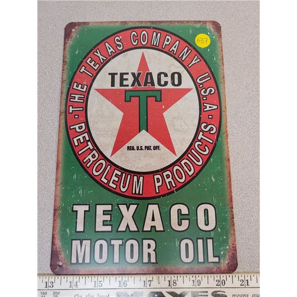 8" X 11" tin sign Texaco Motor Oil