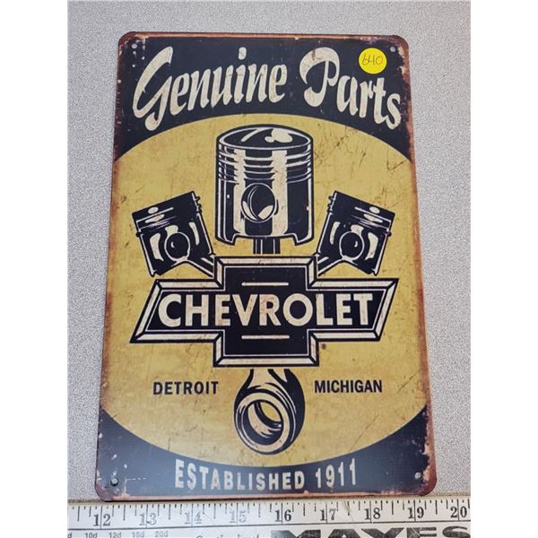 8" X 11" tin sign Chevrolet parts