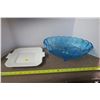 Image 1 : Ceramic Tray and Blue Glass Bowl