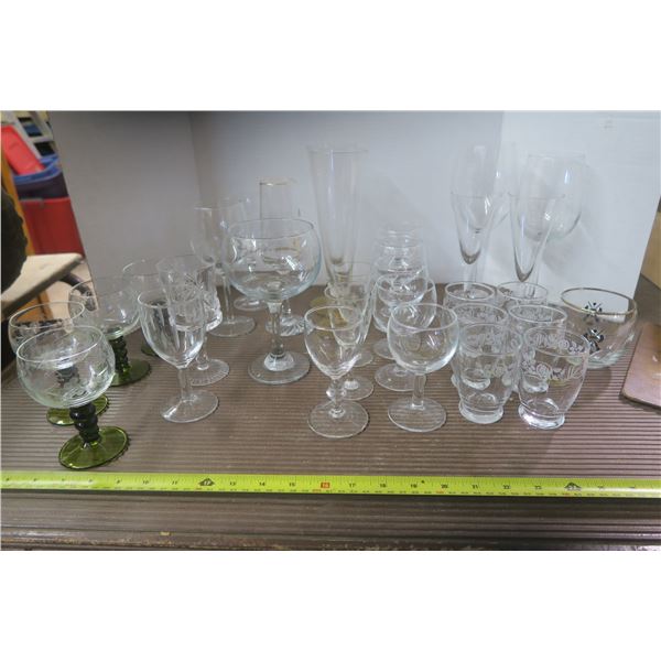 Large Box of Wine Glasses and Juice Glasses