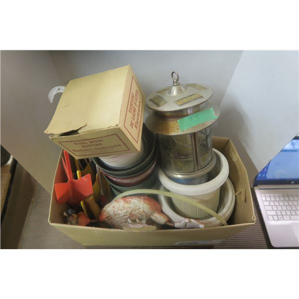 Box of Misc. Yard Supplies & Lawn Darts