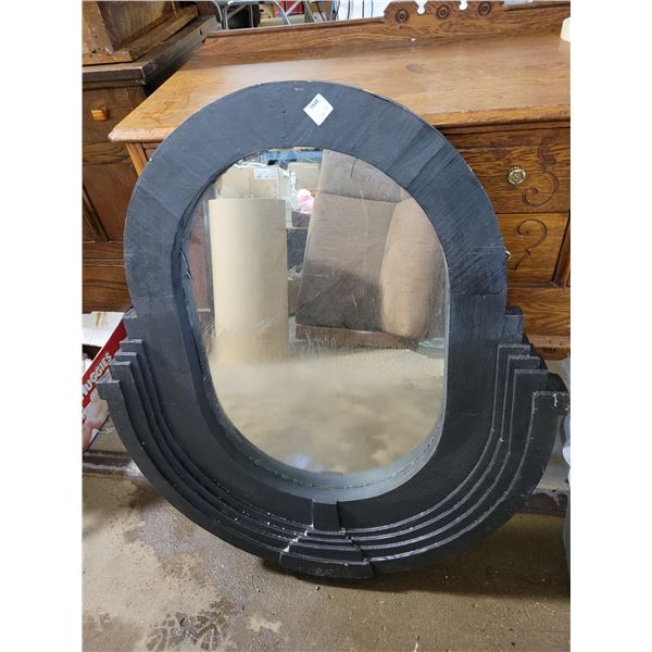 XL oval mirror wood frame 41" tall 36" wide