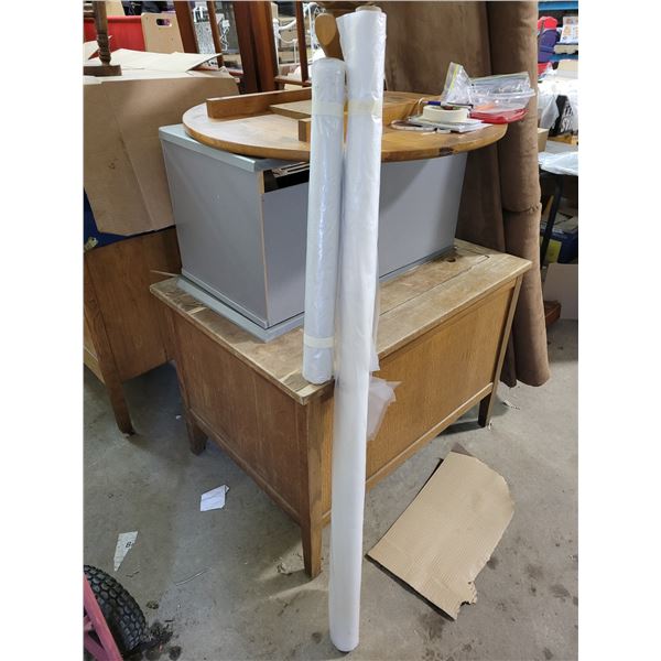 2 rolls of clear plastic, painters drop sheets