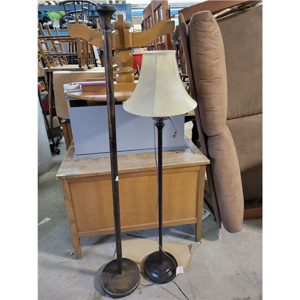 2 tall floor lamps, one needs shade
