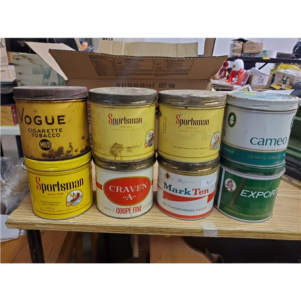 8 TOBACCO TINS