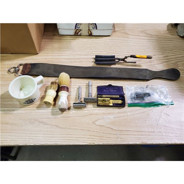 MISC LOT - RAZORS, MUG, STROP & MISC