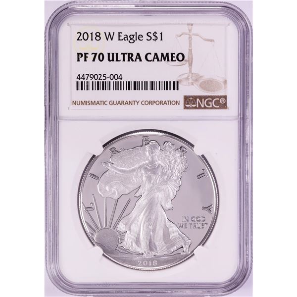 2018-W $1 Proof American Silver Eagle Coin NGC PF70 Ultra Cameo