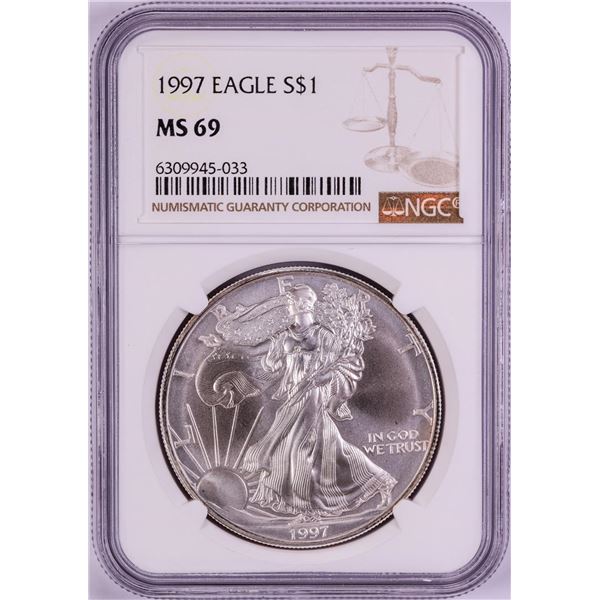 1997 $1 American Silver Eagle Coin NGC MS69