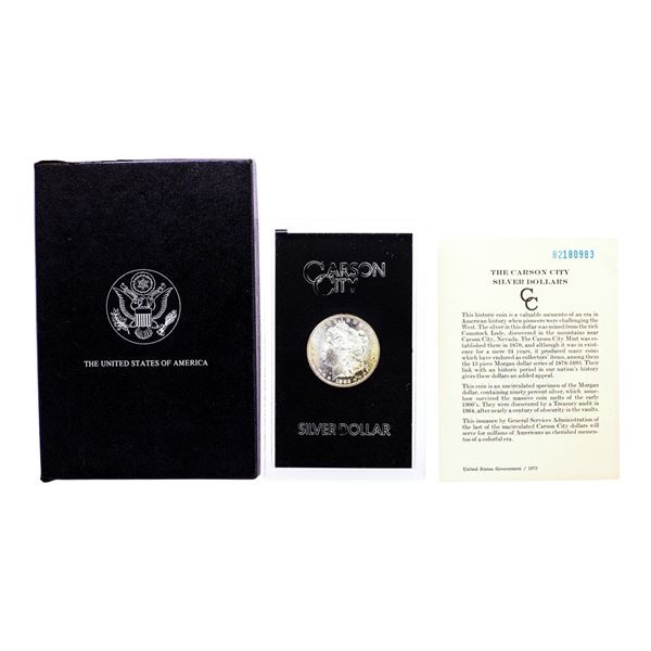 1882-CC $1 Morgan Silver Dollar Coin GSA Hoard with Box & COA