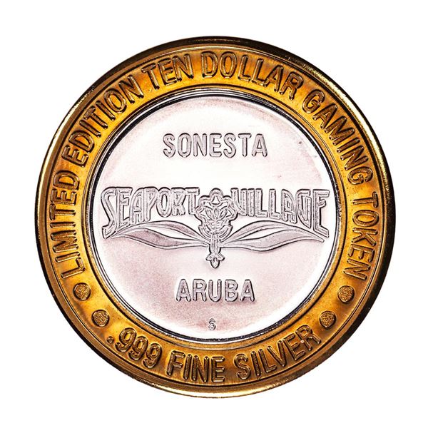.999 Silver Crystal Casino Aruba $10 Casino Limited Edition Gaming Token