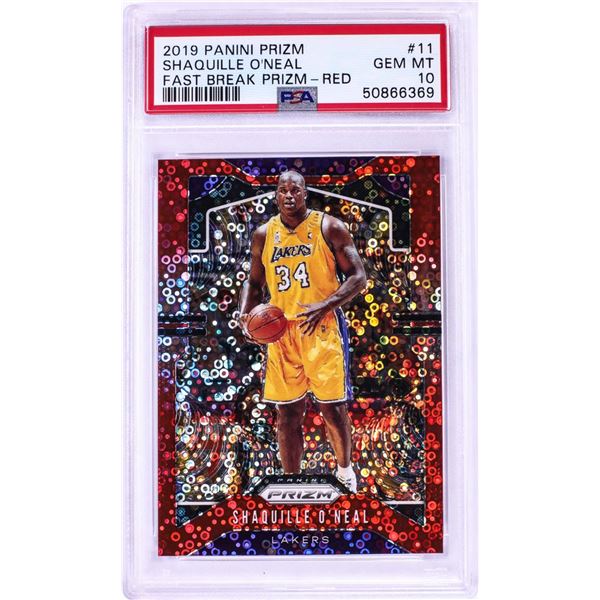 2019 Panini Prizm Fast Break Red Shaquille O'Neal NBA Card #11 PSA Gem Mint 10