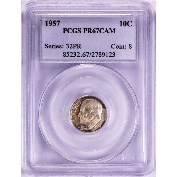 1957 Proof Roosevelt Dime Coin PCGS PR67CAM