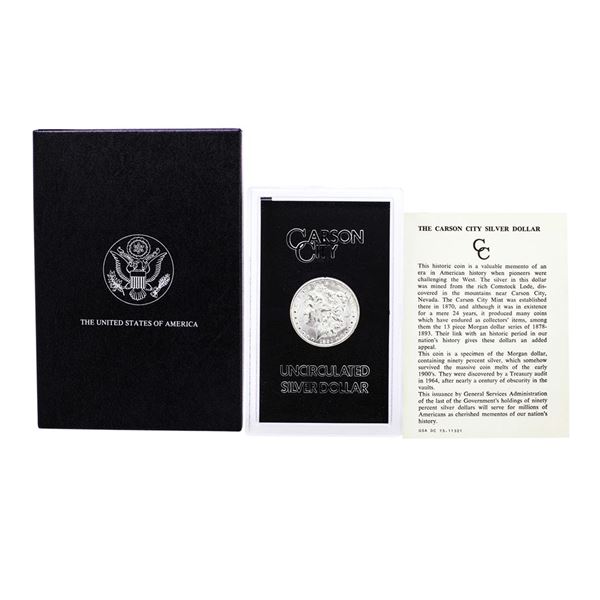 1884-CC $1 Morgan Silver Dollar Coin GSA Hoard Uncirculated with Box