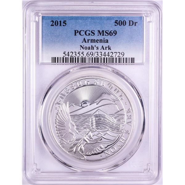 2015 Armenia 500 Dram Noah's Ark Silver Coin PCGS MS69