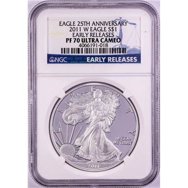 2011-W $1 Proof American Silver Eagle Coin NGC PF70 Ultra Cameo Early Releases