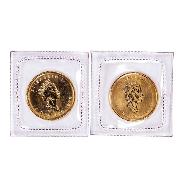 Lot of (2) Sealed 1998 Canadian $5 Maple Leaf Gold Coins
