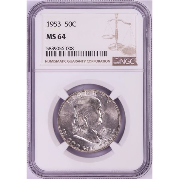 1953 Franklin Half Dollar Coin NGC MS64