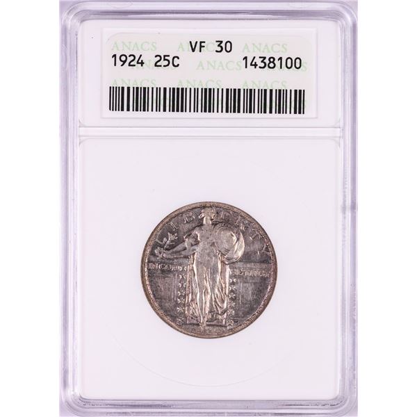 1924 Standing Liberty Quarter Coin ANACS VF30