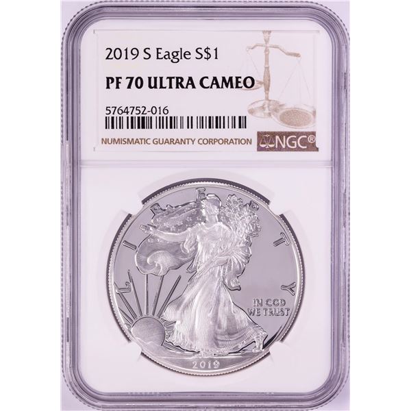 2019-S $1 Proof American Silver Eagle Coin NGC PF70 Ultra Cameo