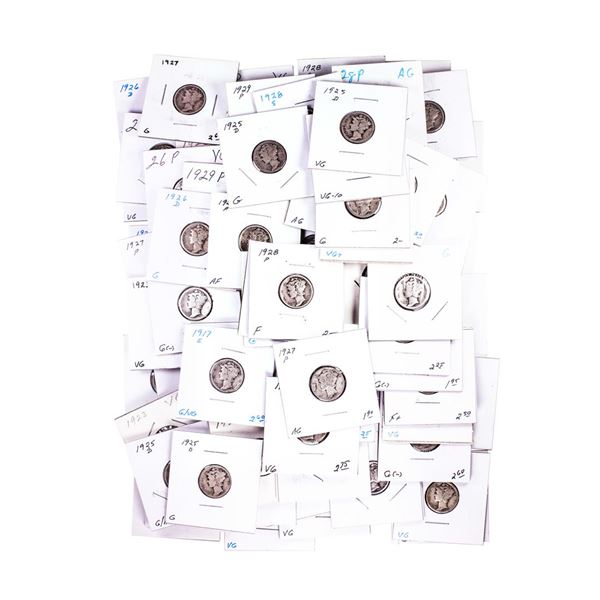 Lot of (90) Assorted Date Mercury Dime Coins